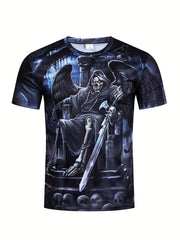 Men's Skull Pattern T shirt & Shorts Set for Fitness
