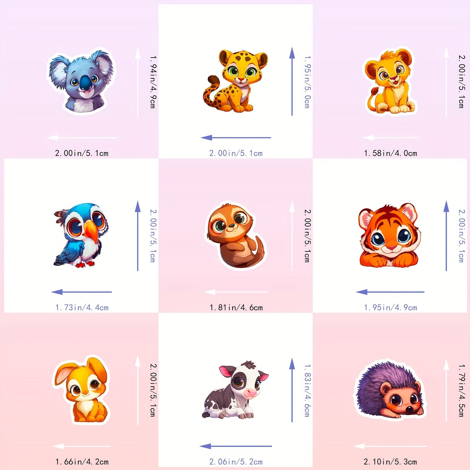 100pcs Cartoon Animal Stickers for Laptops Cars Skateboards