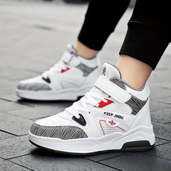 Boy's High Top Skate Shoes Comfy Non Slip Casual Lace Up Sneakers For Kids