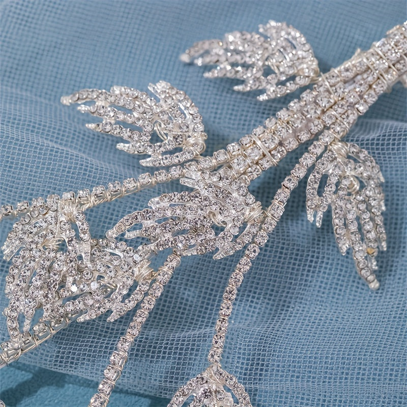 Green Rhinestone Crystal Leaf Hair Clip for Girls