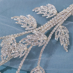 Green Rhinestone Crystal Leaf Hair Clip for Girls