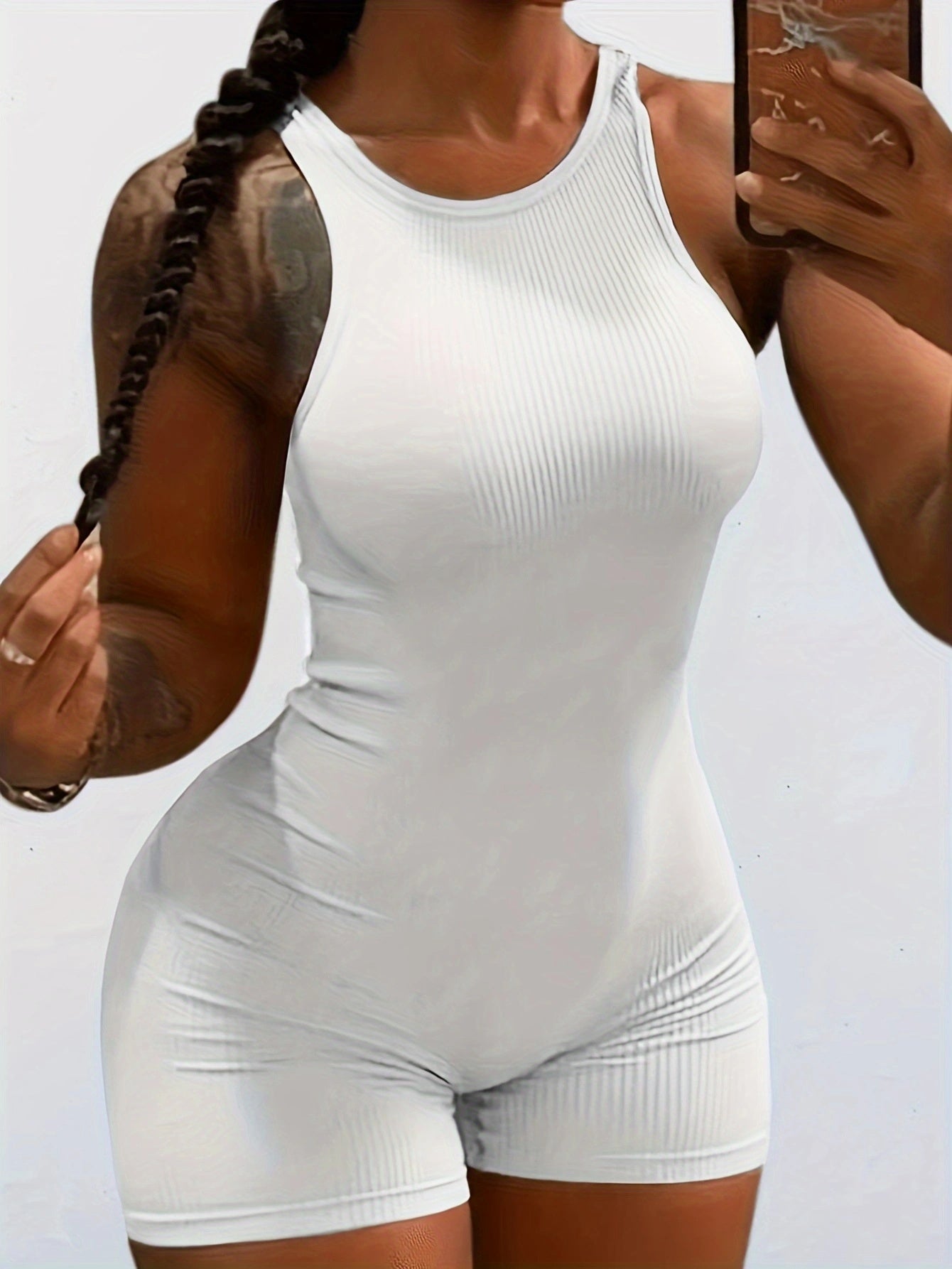 Sexy Bodycon Workout Romper Sleeveless Crew Neck Women's Clothing