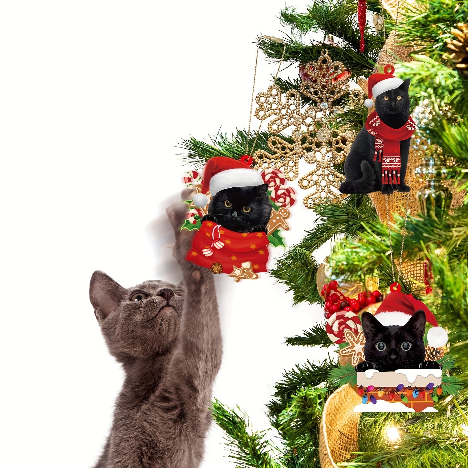 Cat Acrylic Pendant Christmas Tree Decorations