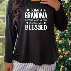 Long Sleeve Round Neck Lounge Top Women's Pajama Top