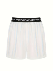 Letter Pattern Waist Fitness Causal Shorts for Women