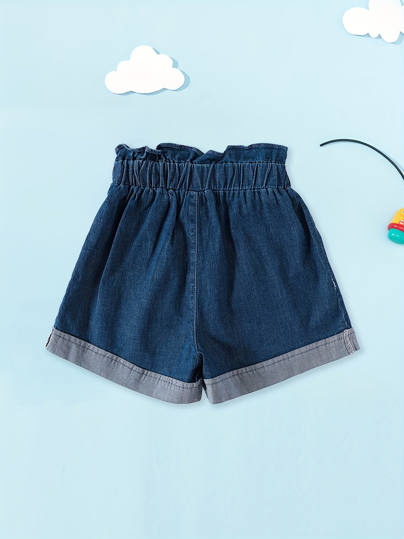 Girls Bunny Graphic Paper Bag Denim Shorts for Summer