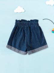 Girls Bunny Graphic Paper Bag Denim Shorts for Summer