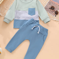 2pcs Boys Cotton Sweatshirt & Drawstring Pants Set