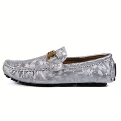 Men's Metallic Decor Loafer Shoes Non slip Moccasin