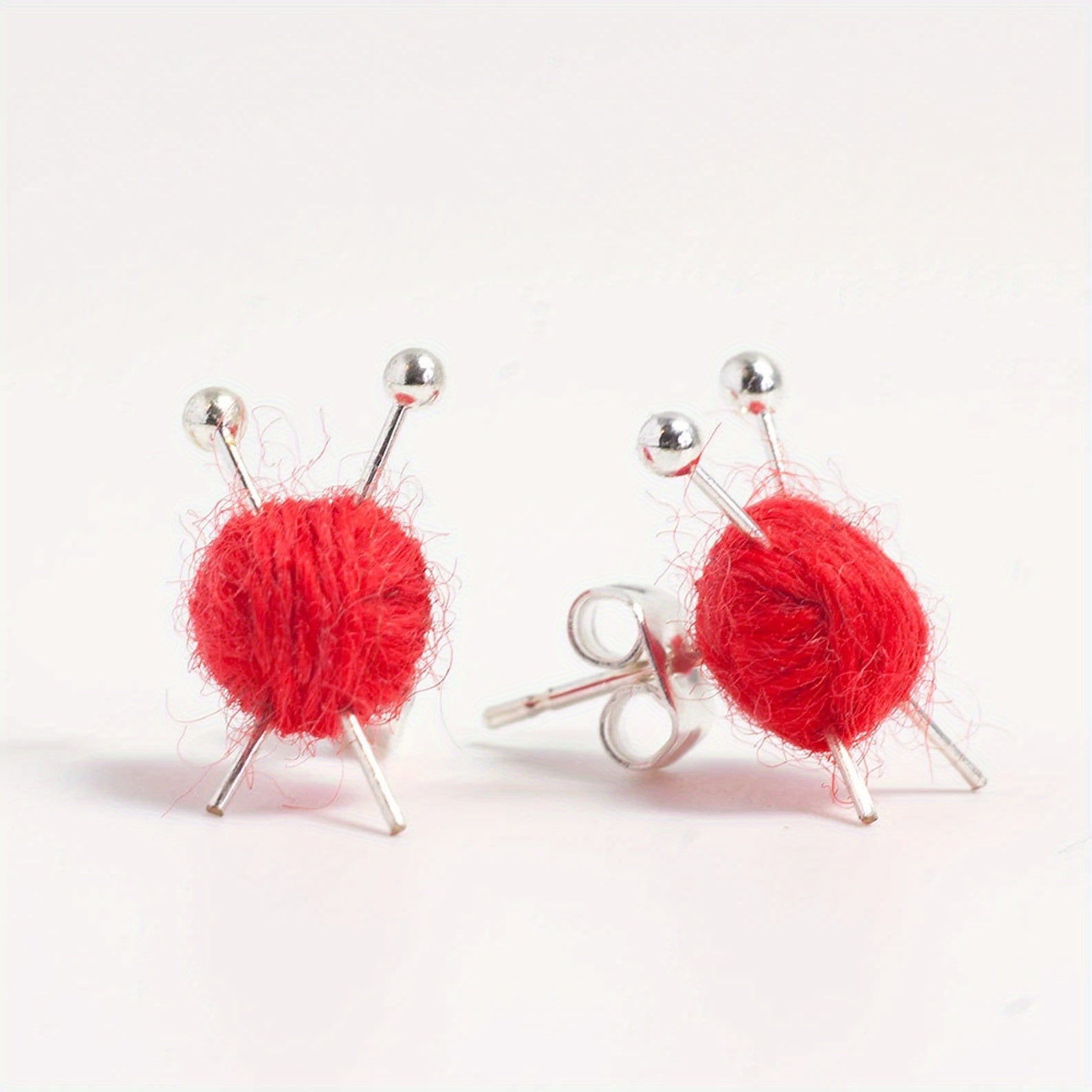 Yarn Ball & Needle Mini Stud Earrings - Holiday Gift