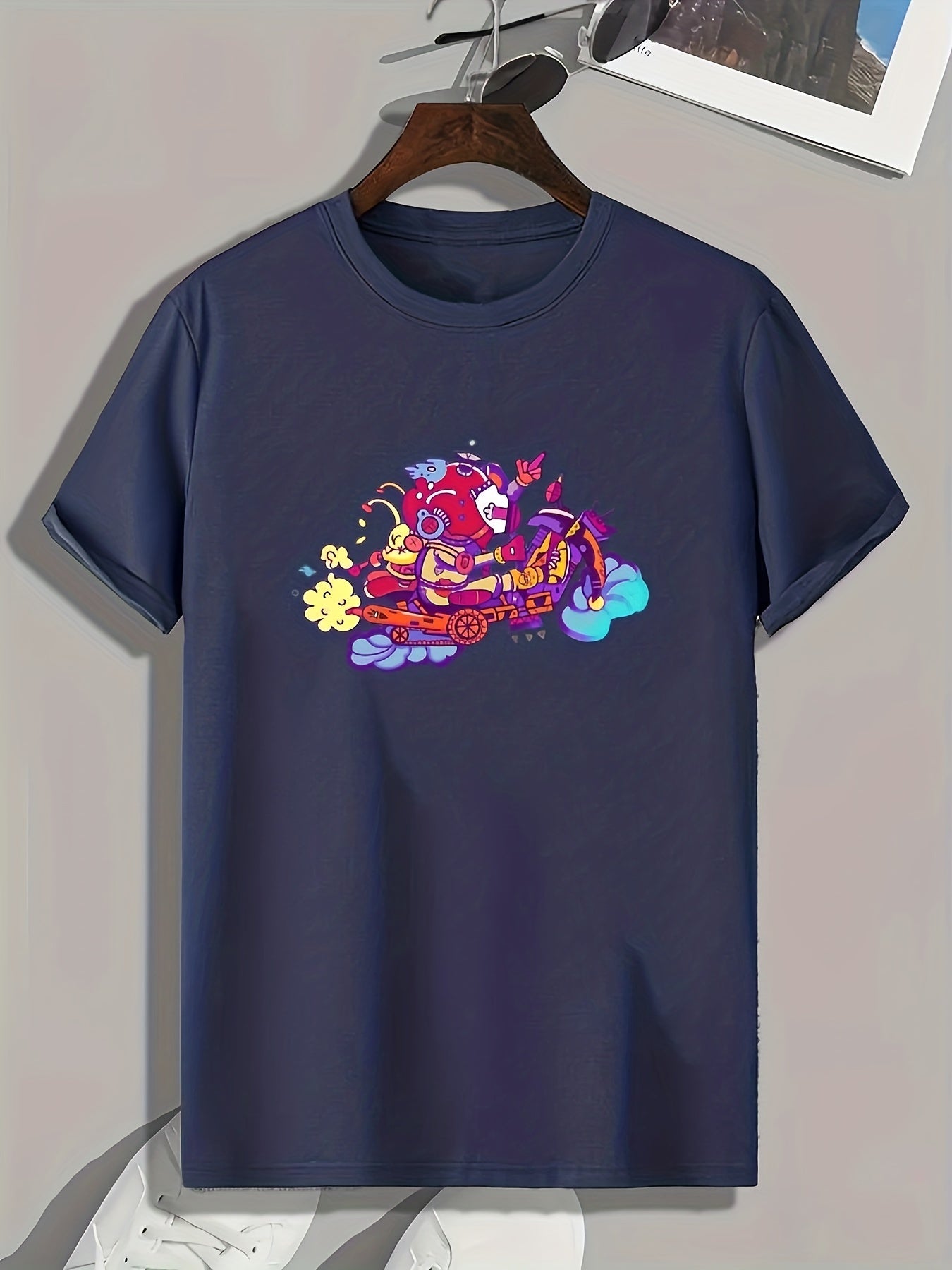 Anime Cartoon Print Men's Graphic Tee for Summer