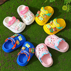 Boys Cartoon Charms Clogs Breathable Lightweight Slippers for Indoor Shower Pool