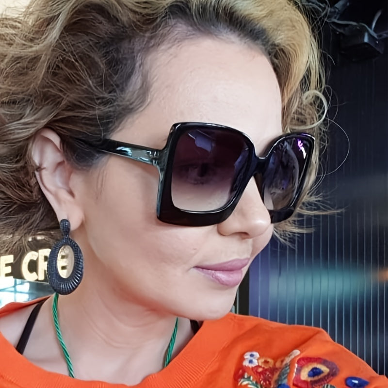Vintage Leopard Square Sunglasses Oversized Frame Eyeglasses