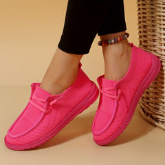 Women's Flying Woven Boat Shoes Lace-Up Slip-On Sneakers