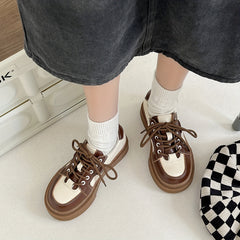 Women's Colorblock Lace-Up Platform Oxfords