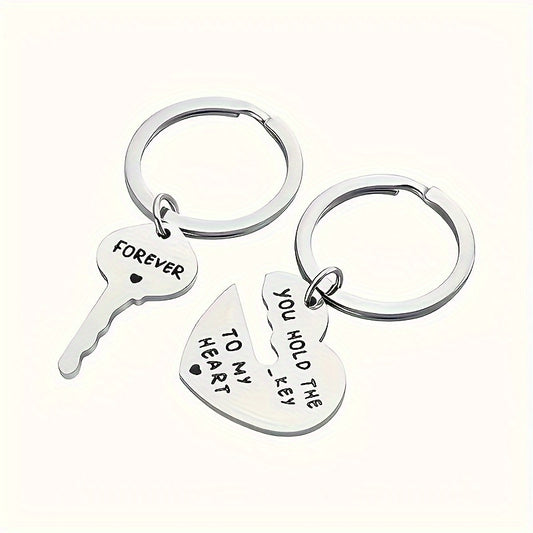 2pcs Key To Heart Keychain Set Creative Decoration for Car Backpack Wallets