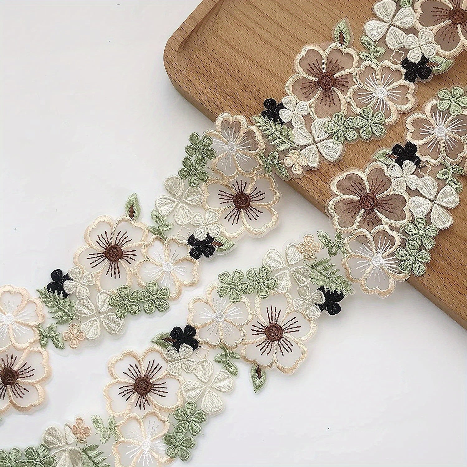 1Yd Flower Embroidery Lace Trim Sewing Accessories 6 Width
