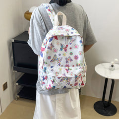 Butterfly Print Large Capacity Backpack