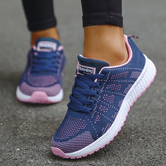 Women's Letter Lace up Walking Shoes Breathable Athletic Sneakers