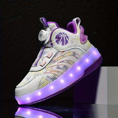 Boy's High Top Roller Skates LED Light Up Shoes