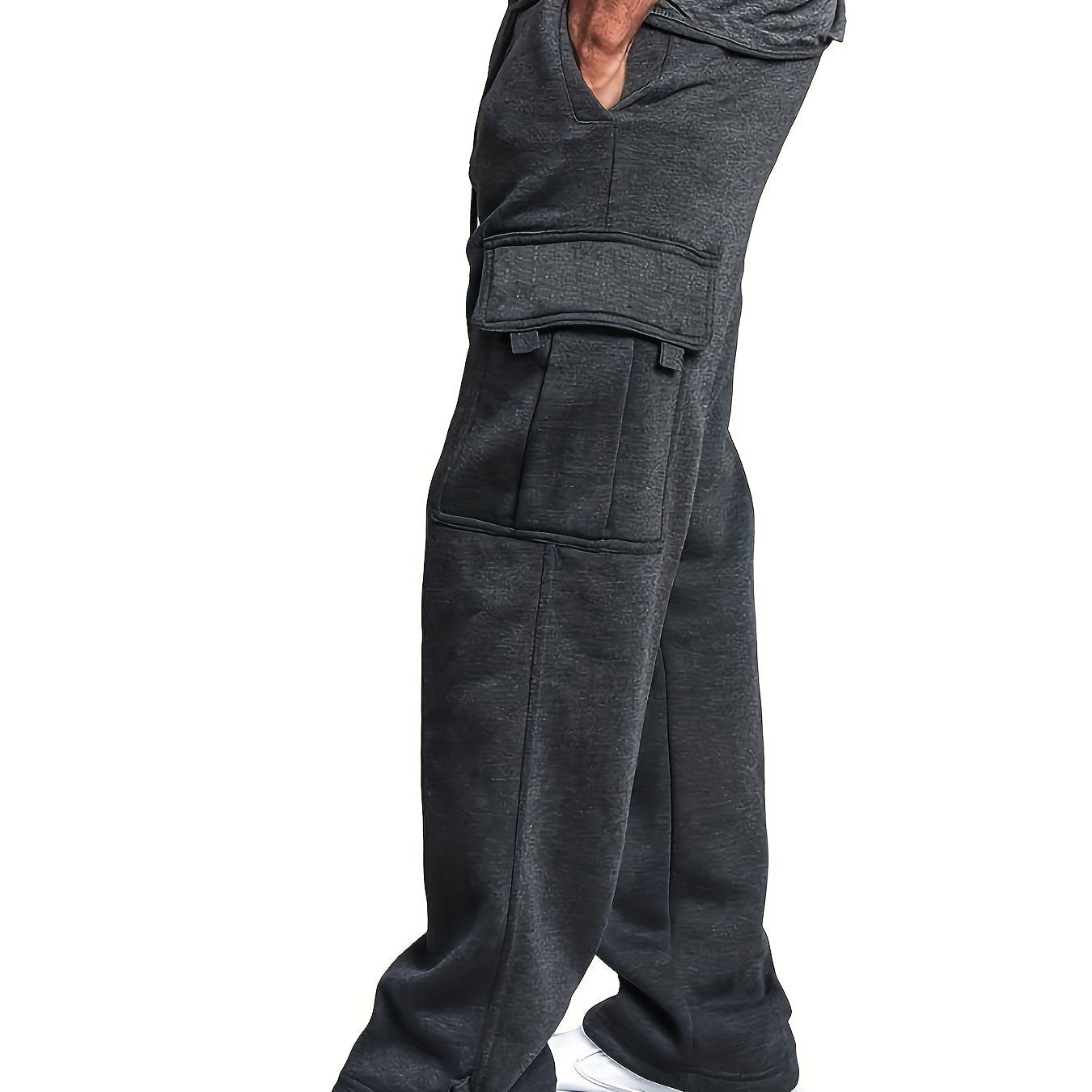 Men's Elastic Waist Cargo Pants with Pockets - Comfortable Sweatpants