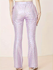 Snake Skin Print High Rise Flared Leg Trousers