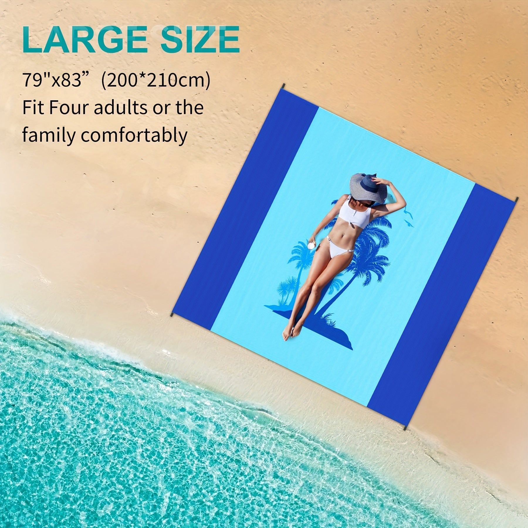 Waterproof Beach Blanket 200 X 210 - Travel Camping Picnic Mat