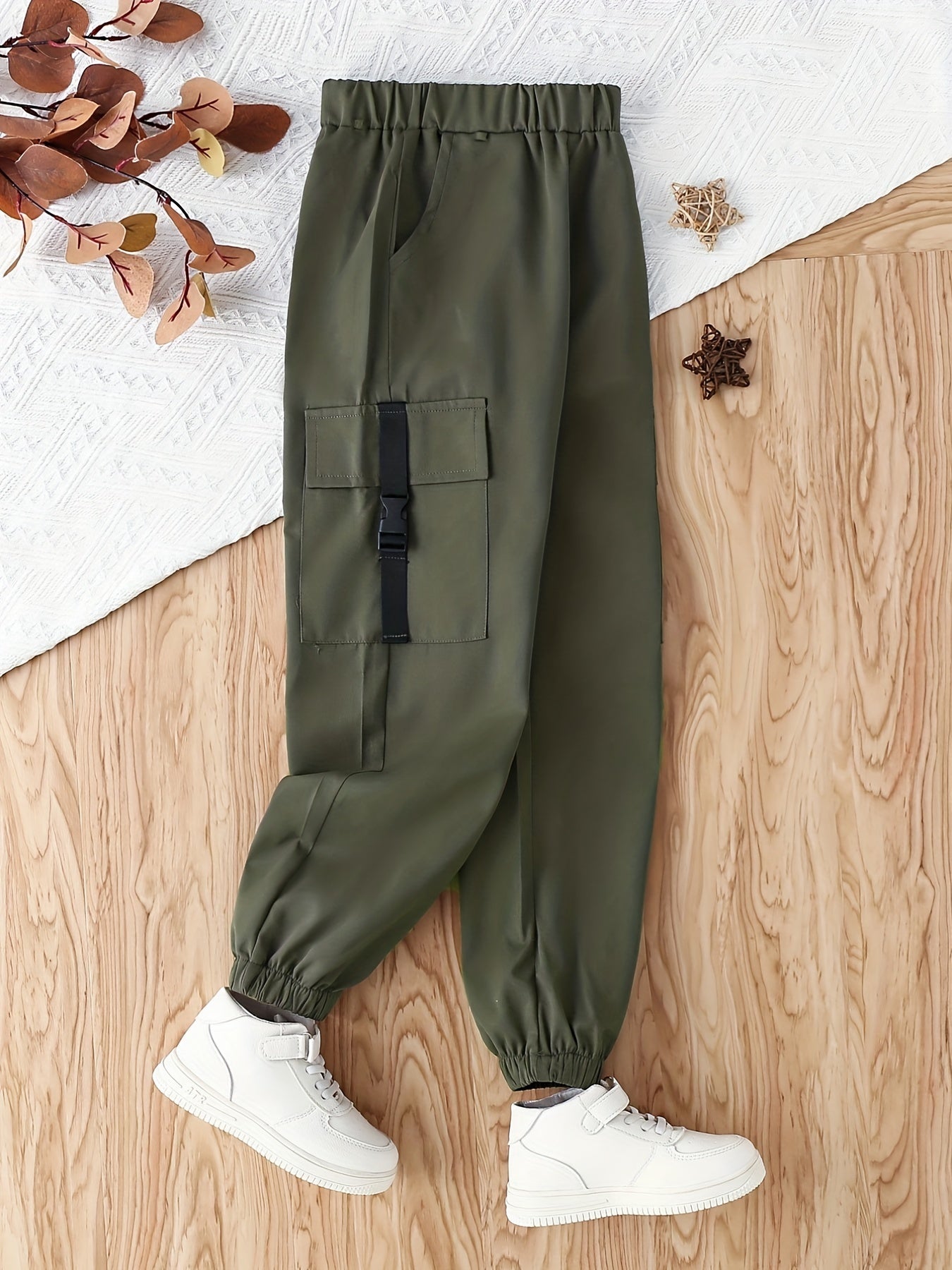 Boy's Green Cargo Pants With Pockets for Outdoor