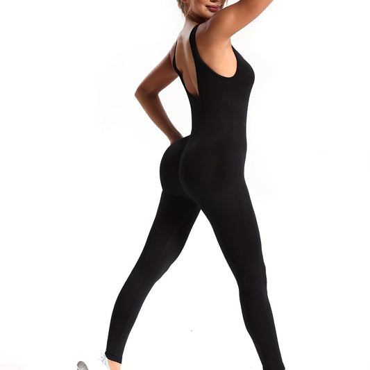 Solid Sexy Seamless Yoga One Piece Backless Jumpsuit