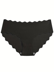 5pcs Seamless Scallop Trim Briefs Comfy Skin-friendly Panties