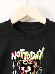 Kids Bear Print Pullover Top & Pants Set