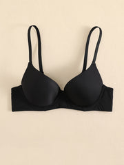 Glossy Mold Cup Push Up Bra Breathable Knitted Fabric Intimates Lingerie