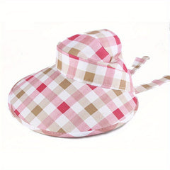 Plaid Pattern Visor Hat Wide Brim UV Protection Sun Hat