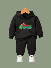 Girls Christmas Letter Hoodie Sweatpants Set