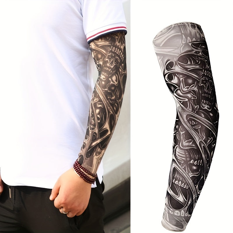 Men's Skull Tattoo Arm Sleeves Nylon Sun Protection