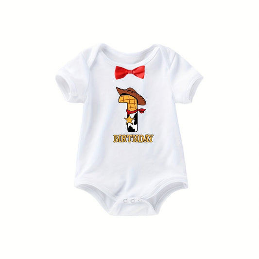 Baby Boys Birthday Onesie Short Sleeves Soft Comfortable Breathable