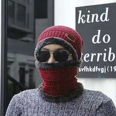 Winter Warm Velvet Knitted Hat Neck Cover Unisex Fashionable Windproof