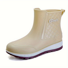 Stylish Mid-Calf Rain Boots Waterproof Warm Rain Shoes