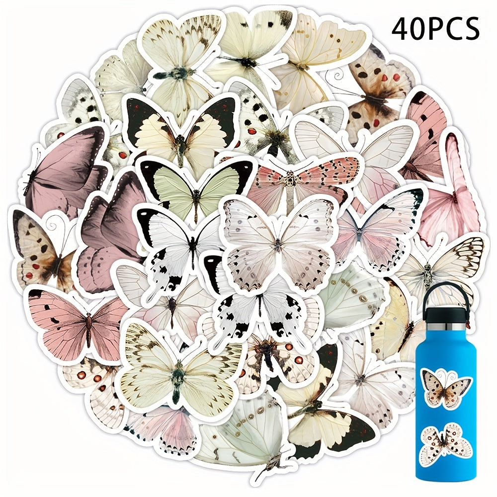 40pcs Night Honey Butterflies Stickers for Water Bottle Laptop Hat