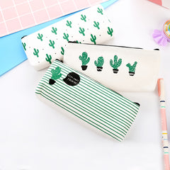 Canvas Cactus Pencil Case - Organize Your Office Supplies in Style!