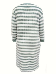 Cartoon Dinosaur Print NightDress Long Sleeve Crew Neck Fuzzy Pajama Dress