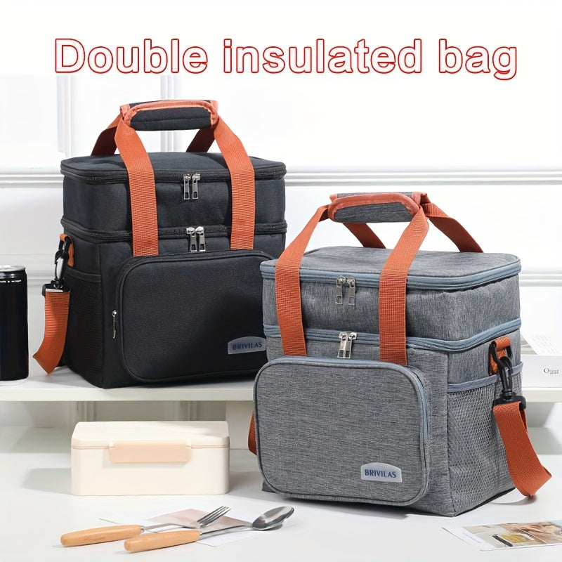Large Capacity Lunch Bag Double Layer Insulated Bag