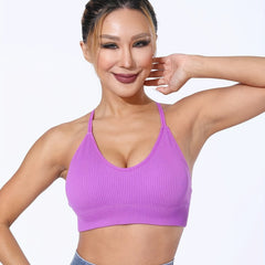 Diagonal Padded Sports Bra with Tie