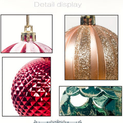 12pcs Shatterproof Christmas Balls Ornaments Set Include Hooks