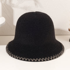 Woolen Knitted Casual Hat Women's Double-sided Bucket Hat