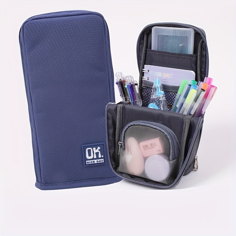 Canvas Standing Pencil Bag, Female High Beauty Pencil Box