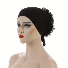 Lace Flower Turban Cap Lace Up Head Wrap Hijab Bonnet Chemo Hats