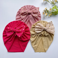 Baby Girls Polka Dots Flowers Decor Cap Soft Head Wrap