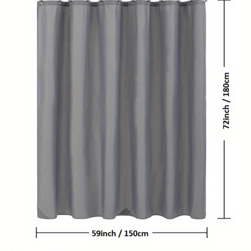 Waterproof Light Gray Shower Curtain with Plastic Hooks