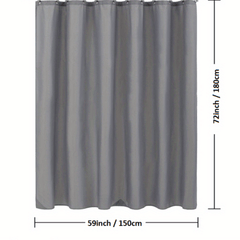 Waterproof Light Gray Shower Curtain with Plastic Hooks